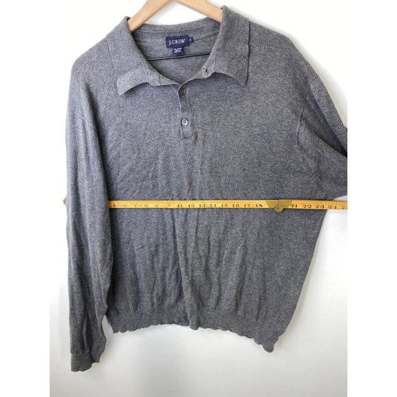 J. Crew Men's Long Sleeve Polo Shirt Gray Size XL - Picture 4 of 5